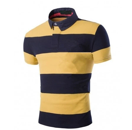 Custom Men's Stripe Embroidered Polo Shirt